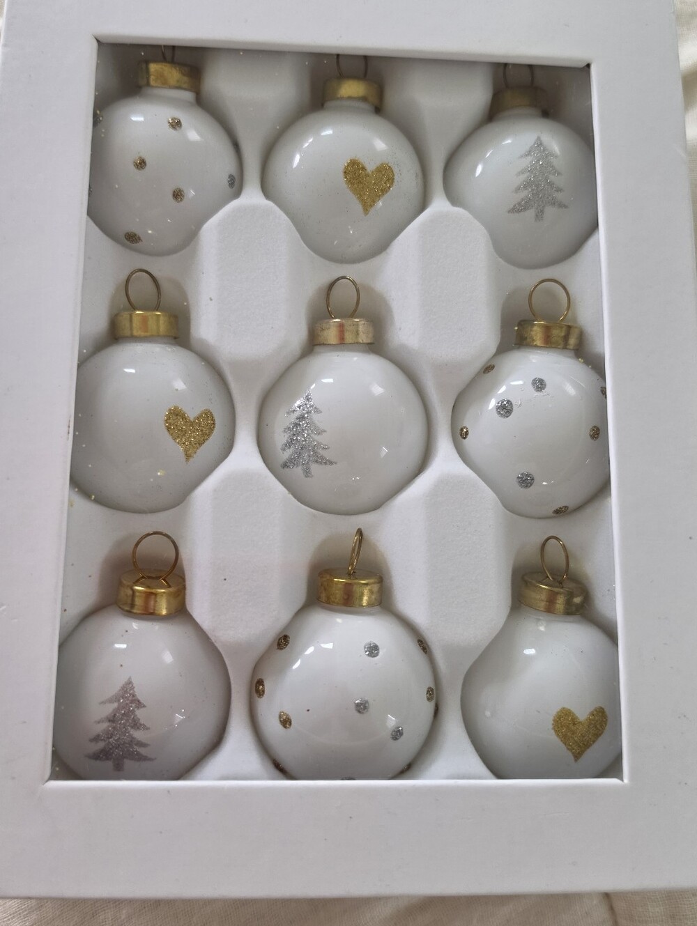 Sugar And Paper Set Of 9 Mini Christmas Ornaments 40mm Size